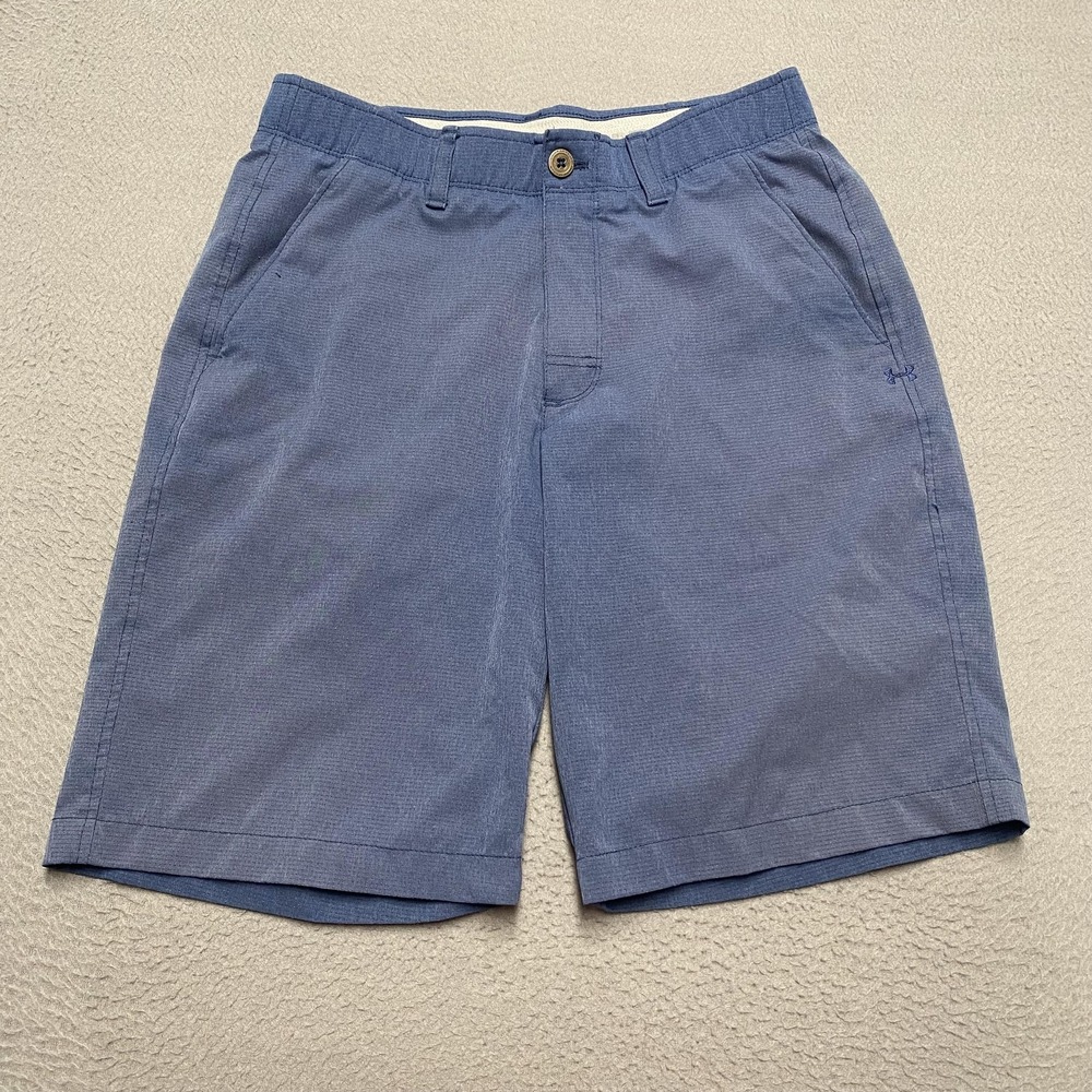 Under Armour Shorts Mens 32 Blue Chino Golf Microfiber Performance Casual 10 In